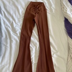 Aerie High Waisted Waffle Knit Pull On Flare Pants Size XS